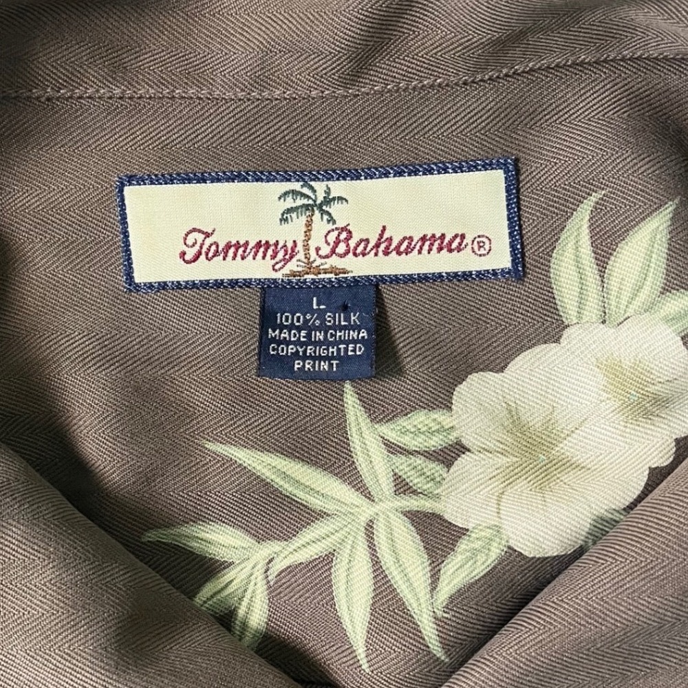 Tommy Bahama Mens Silk Floral Camp Shirt Brown Old Money Quiet Luxury Large - Picture 2 of 7
